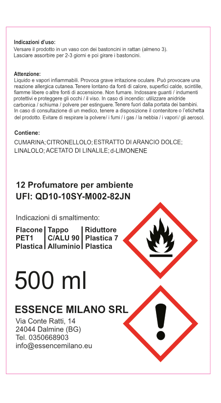 12 PROFUMATORE PER AMBIENTE DA 500 ml