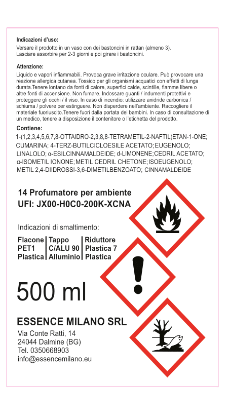14 PROFUMATORE PER AMBIENTE DA 500 ml
