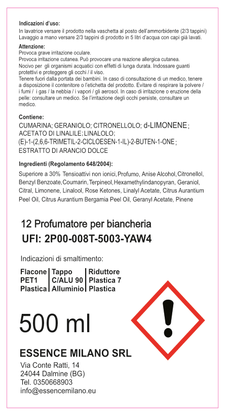 12 PROFUMATORE PER BIANCHERIA DA 500 ml