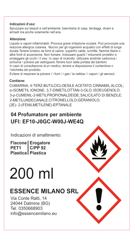 04 PROFUMATORE PER AMBIENTE SPRAY DA 200 ml