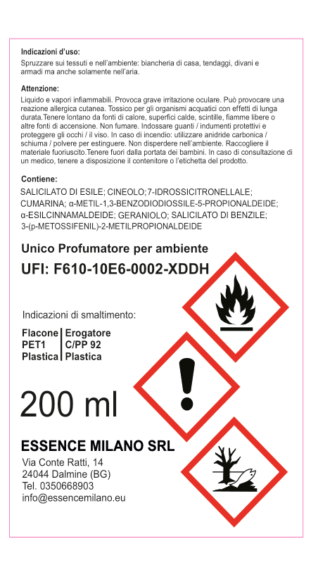 UNICO PROFUMATORE PER AMBIENTE SPRAY DA 200 ml